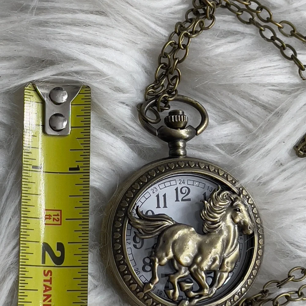 Vintage Bronze Pocket Watch with Horse Design